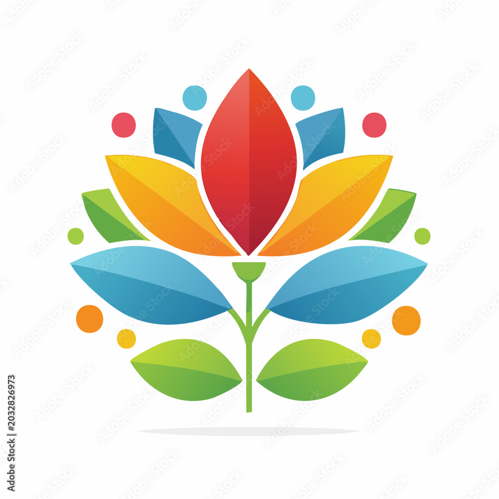 Obraz premium Colorful Lotus Flower with Human Figures Logo