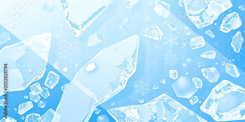 Foto Abstract background of floating ice shards and snowflakes in a cool blue hue, evoking a sense of winter's chill and clarity