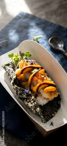Aesthetic crispy nori snack for healthy sushi rolls and gourmet food photography
