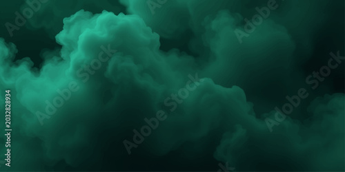 Bild auf Leinwand Ethereal emerald clouds swirl and billow, creating a dramatic and mysterious atmospheric backdrop with a deep, dark undertone