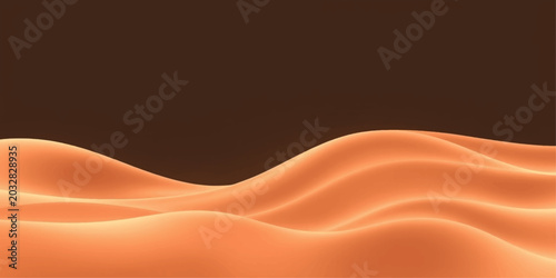 Tableau sur toile Abstract warm-toned liquid or fabric waves undulate softly against a dark background, creating a sense of fluid motion and serene beauty