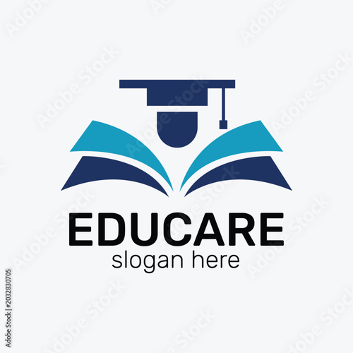 Educare Education Logo with Graduation Cap and Open Book Symbol