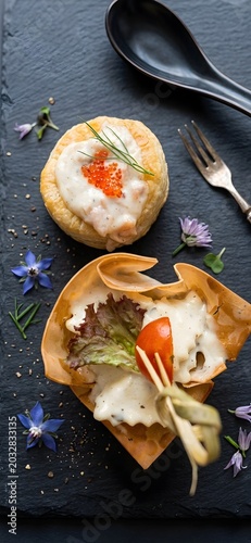 Aesthetic one bite snack for premium gourmet culinary photography
