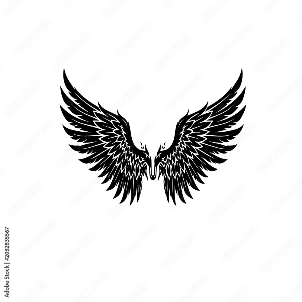 Obraz premium Tribal Angel Wings Black Tattoo Vector Illustration