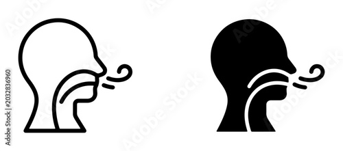 Fotografie Breathing Icon Set, Human Respiration Symbol, Airflow and Breath Vector Graphics