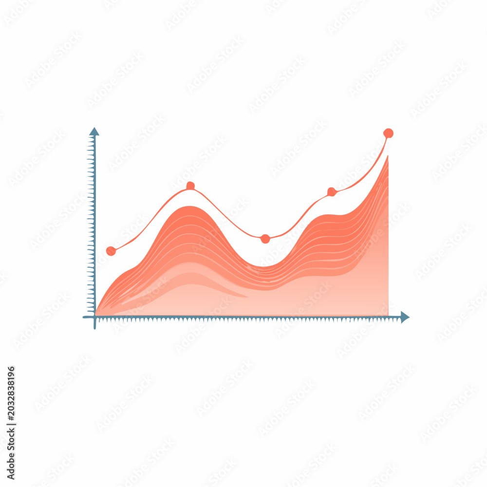 Fototapeta premium Stacked Area Chart with Data Points