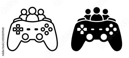 Schilderij op canvas Multiplayer Gaming Icons, Team Play Controller Graphics, Online Community Game S