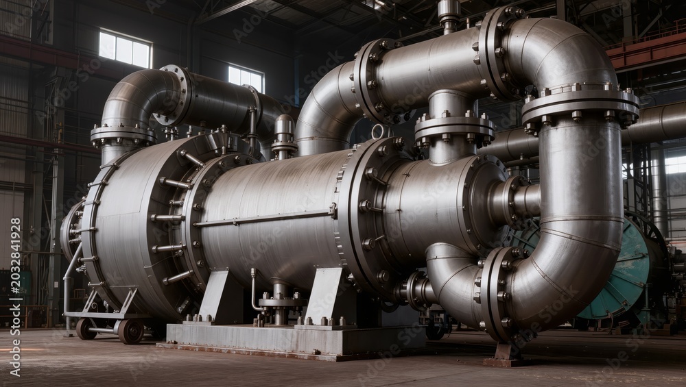 Obraz premium Industrial Vacuum Pump System in Factory