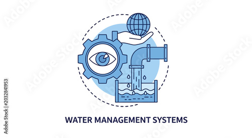 Tableau sur toile Water Management Systems Icon for Sustainable Infrastructure and Conservation
