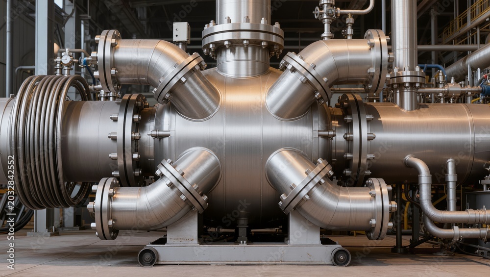 Obraz premium Industrial Vacuum Pump System in Factory