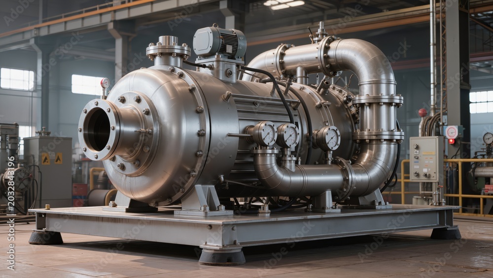 Obraz premium Industrial Vacuum Pump System in Factory