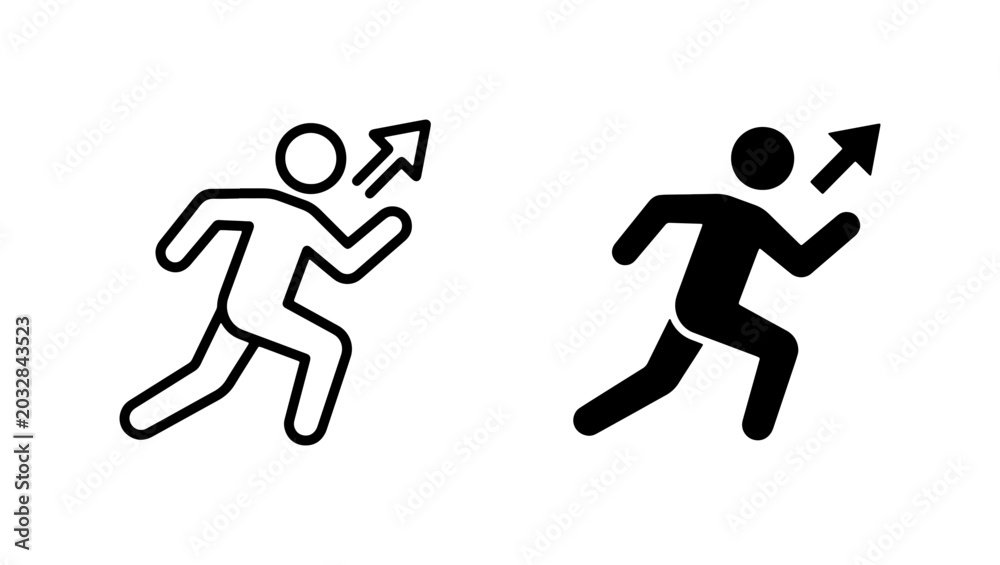 Fototapeta premium Running Man Icon Set, Forward Motion Silhouette, Progress and Success Symbol, Vector Graphic for Business and Lifestyle