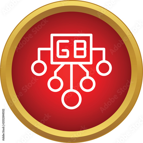 Fotografija Gb symbol connecting nodes representing gigabyte data storage and network comput