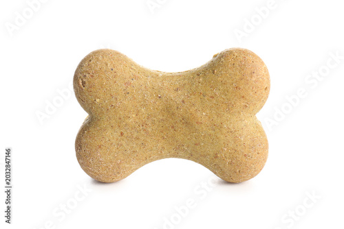 Bild auf Leinwand Delicious dog biscuit in shape of bone isolated on white background