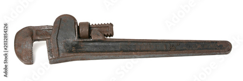 Cast Iron Pipe Wrench, Retro Industrial Object