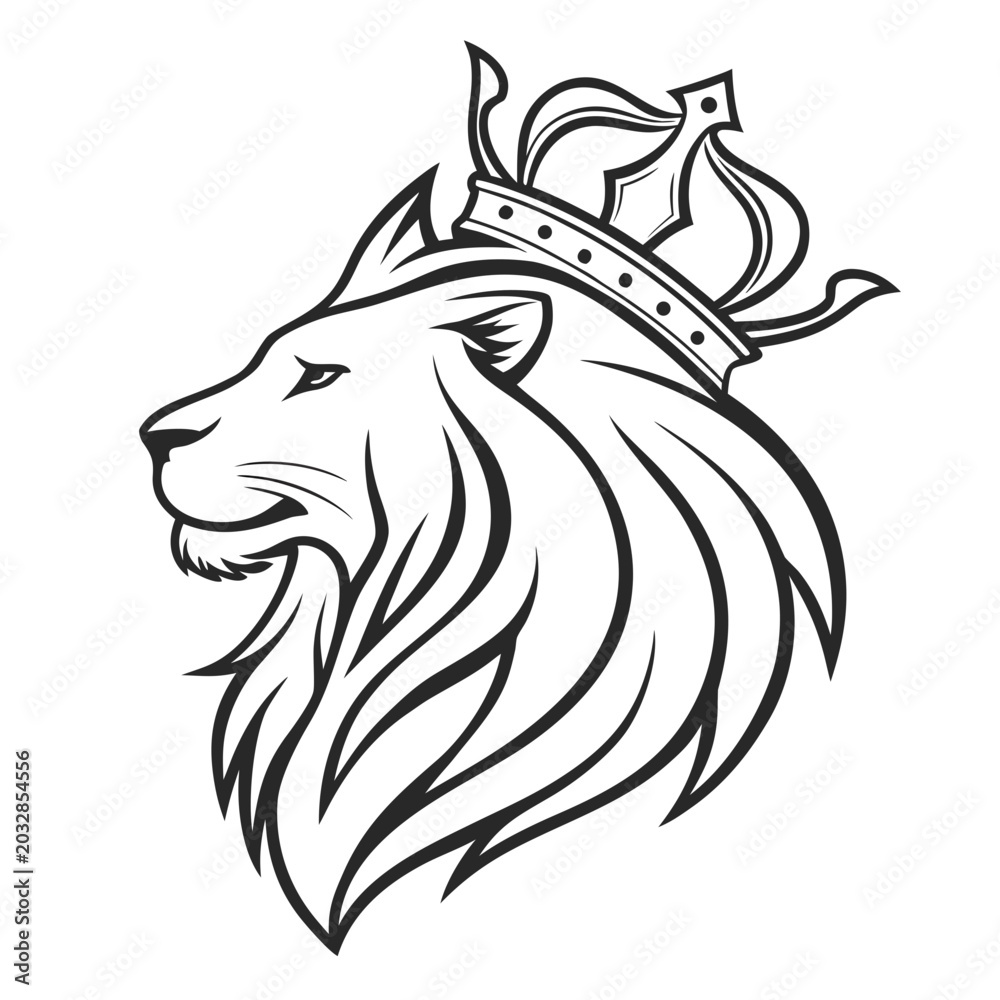 Fototapeta premium Lion Crown Minimal Branding