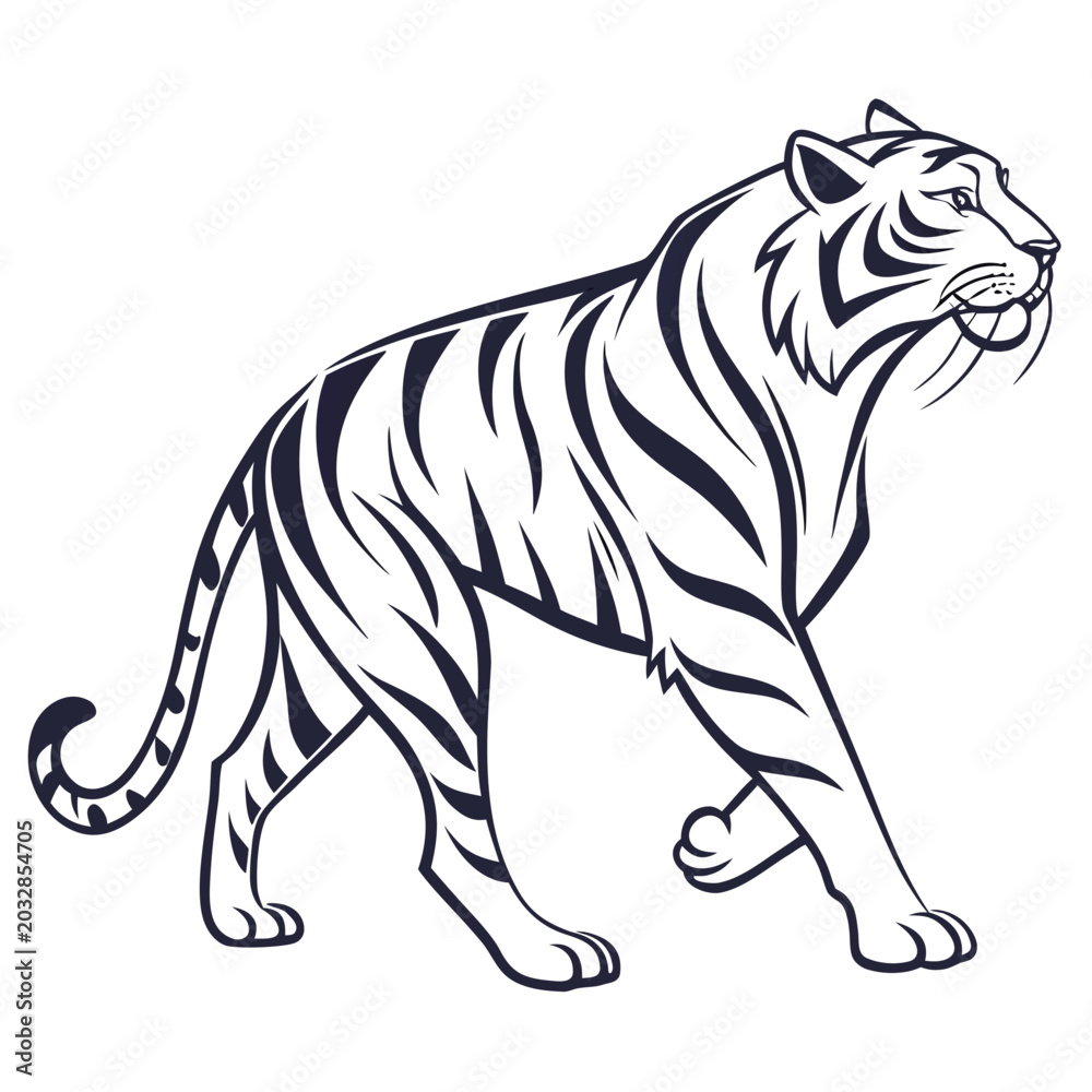 Obraz premium Premium Tiger Monoline Art