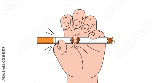 Obraz na plátne Hand breaking cigarette as a symbol of quitting smoking and a healthy lifestyle