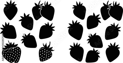 Foto Black Silhouette Collection Of Strawberries With And Without Seeds strawberry fr