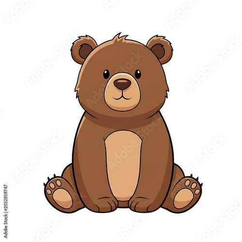 A cute brown teddy bear sitting on a transparent background with a sweet expression