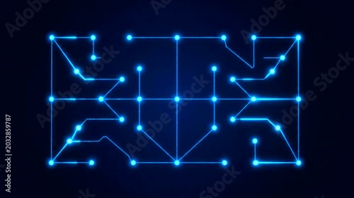 Glowing blue circuit board pattern.