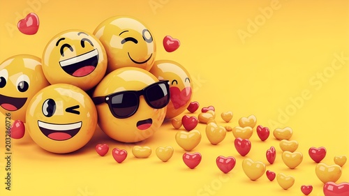 World emoji day 3d banner background. Emoji Celebration 3D Banner Background. World emoji day with a funny emojis. World smile day emojis. Mental health assessment, world mental health day concept.