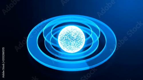 Glowing blue orb with concentric circles.