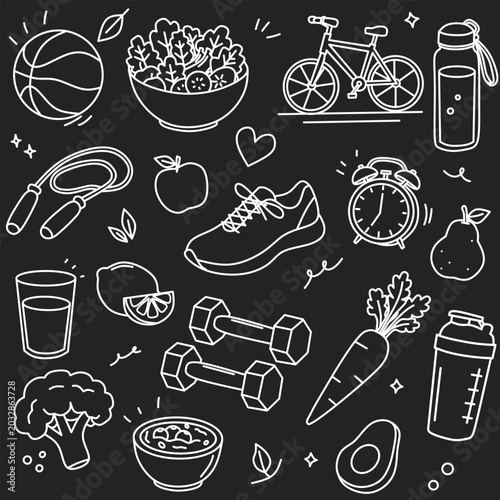 Healthy lifestyle seamless pattern