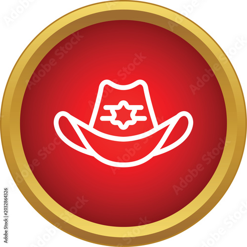 Canvas-taulu Sheriff cowboy hat icon in a red circle creating a western law enforcement symbo