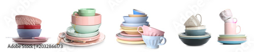 Collage of ceramic dishes o...