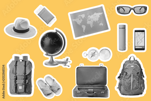 Collage of travel accessori...