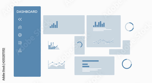 Modern digital dashboard interface with graphs and data visualizations, clean design