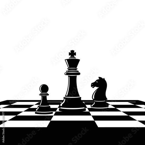 Bild auf Leinwand Black chess pieces on board game.