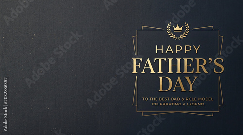 Dark Luxury Happy Fathers Day Background with Elegant Gold Typography Premium Celebration Design