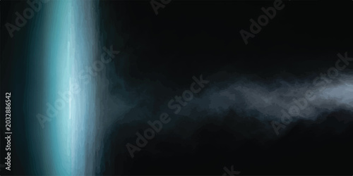 Schilderij op canvas Abstract blue light beam and smoke against black background with light effect glow effect