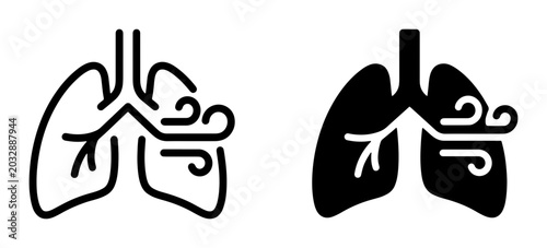 Fotografi Lung Icons, Respiratory System Graphics, Breathing Air Symbols, Medical Health V