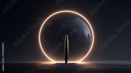 A single bullet stands vertically in front of a glowing ring with a planet in the background. The scene is dark and mysterious, suggesting conflict or a significant event