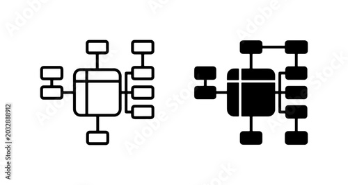 Bild auf Leinwand Database Schema Icons, Relational Database Structure Vector Graphics, Data Flow