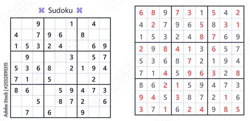 Sudoku puzzle grid with completed and incomplete sections displayed  