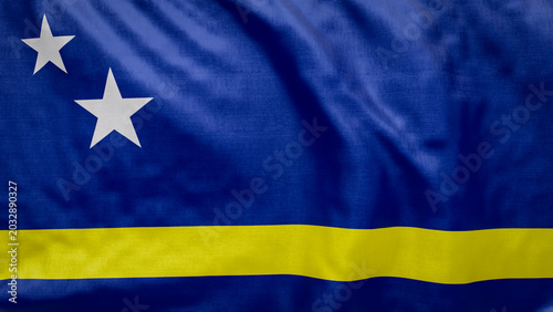 Curacaoan flag waves softly in the breeze. 2026 soccer tournament participating team flags. Perfect for football and sports event graphic assets. Curacao Flag