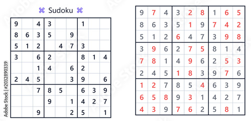 Sudoku puzzle with completed grid and highlighted solutions  