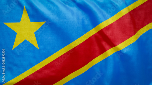 Congolese flag waves softly in the breeze. 2026 soccer tournament participating team flags. Perfect for football and sports event graphic assets. DR Congo Flag