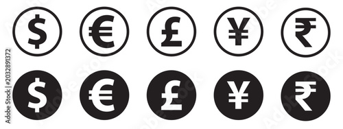 Slika na platnu currency symbols icon collection