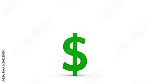 Green dollar sign rotating on white background