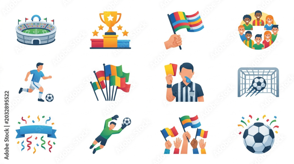 Fototapeta premium Collection of soccer sport icons and symbols.