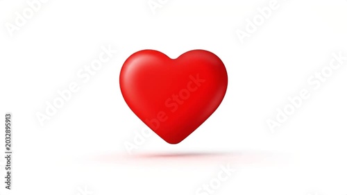 Red heart on white background