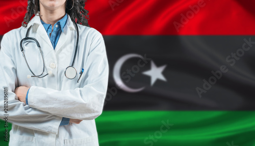 Cuadro en lienzo Medical professional on Libya flag