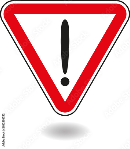 Fotografie Sign exclamation mark in red triangle