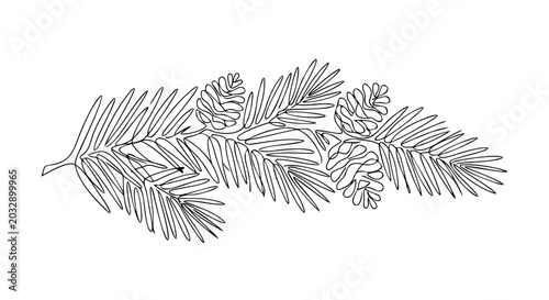 Pine cone and needle winter border