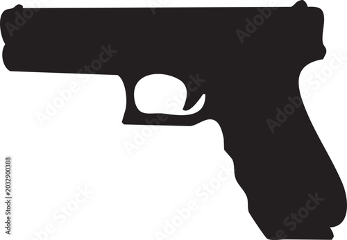 Фотография Silhouette of a pistol, a firearm weapon, symbolizing safety and security